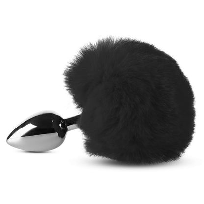 Plug anal métal avec queue noire courte petite taille design compact élégant