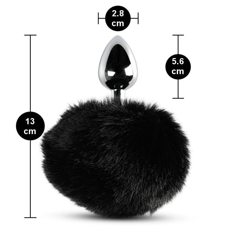 Plug anal petite taille métal avec queue noire douce design discret