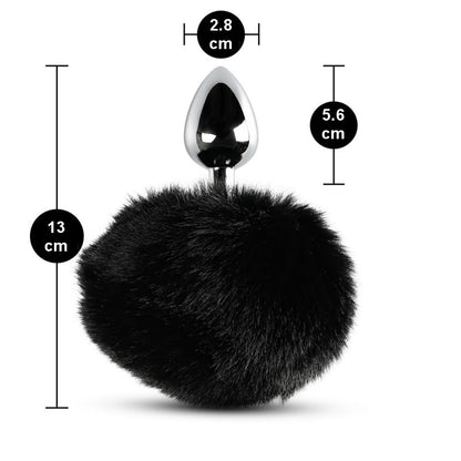 Plug anal petite taille métal avec queue noire douce design discret