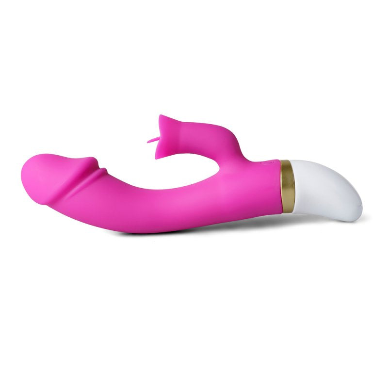 Vibromasseur silicone magenta avec langue stimulante 12 vitesses étanche