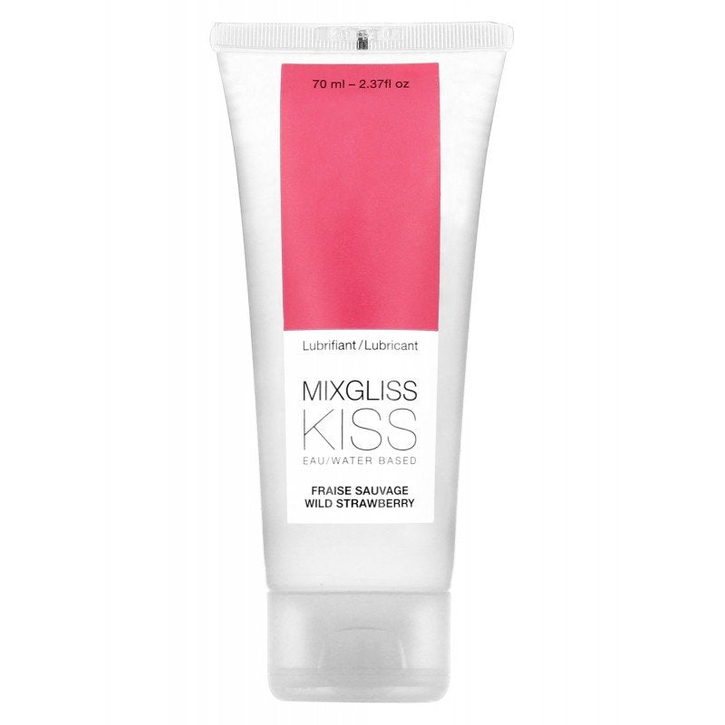 Lubrifiant Mixgliss Kiss fraise sauvage 70 ml à base d’eau compatible sextoys