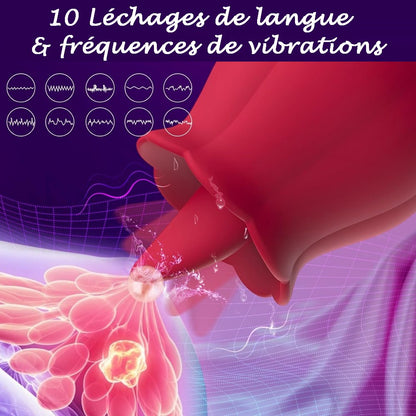 Sextoy Vibromasseur en forme de rose avec langue NST-M003