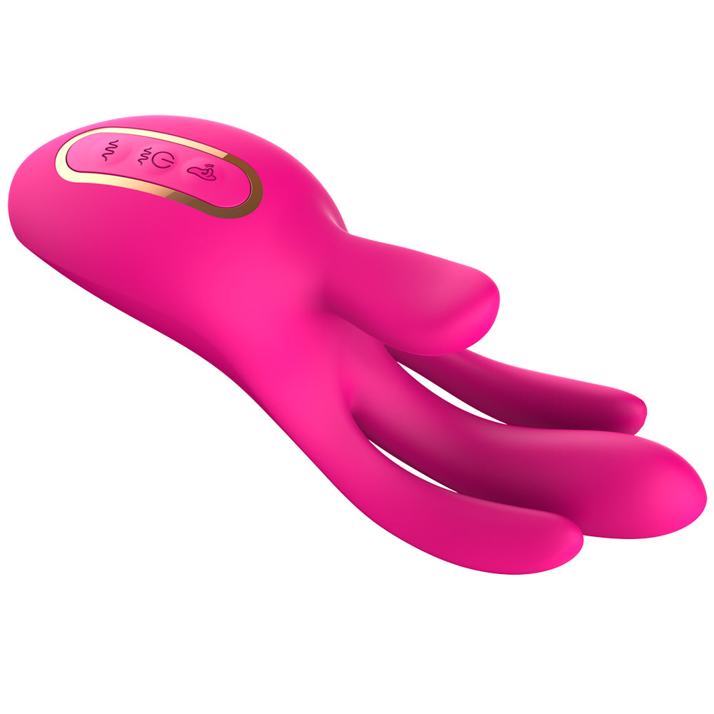 Vibromasseur magenta QN-001 avec mouvements de flexion et tapotement pour sensations immersives.