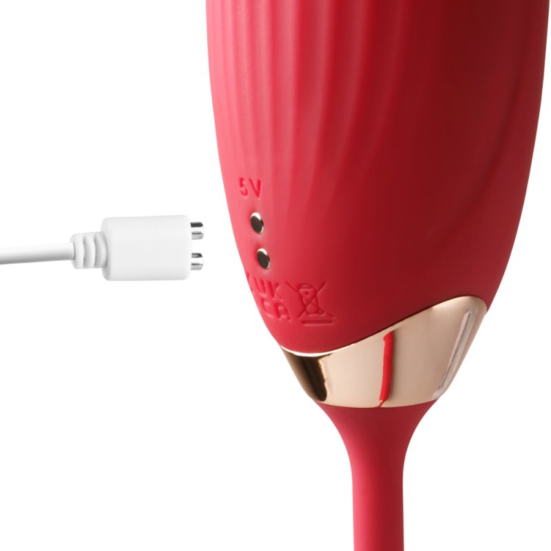 Sextoy bouche silicone rouge langue mobile et poussée 10 modes rechargeable
