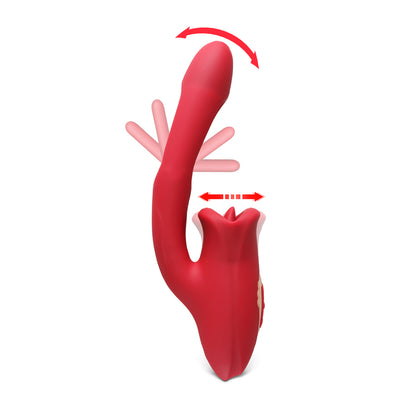 Vibromasseur ergonomique RF14 combinant bouche réaliste et battements de langue pour plaisir intense.