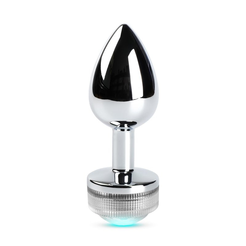 Plug anal métal argenté lumineux télécommandé design élégant et compact