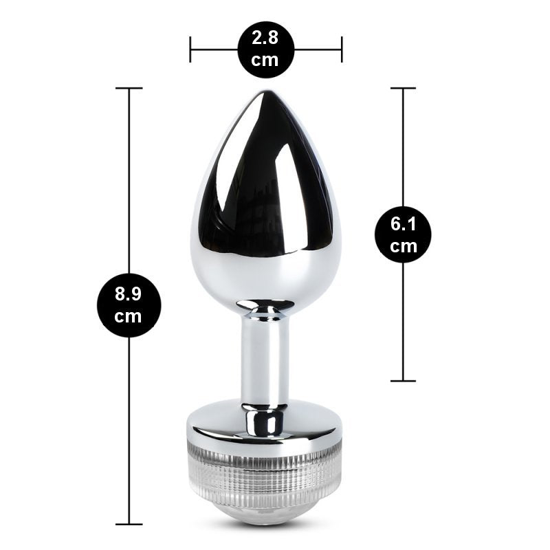 Plug anal métal compact lumineux argent contrôle à distance inclus