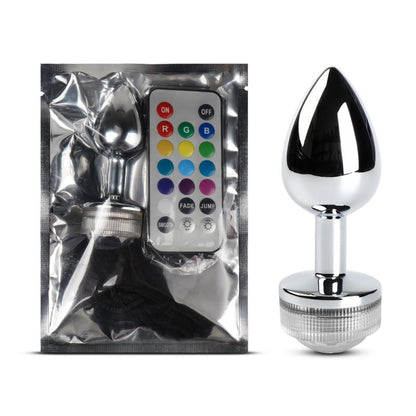 Plug anal métal lumière intégrée argent contrôle télécommandé inclus