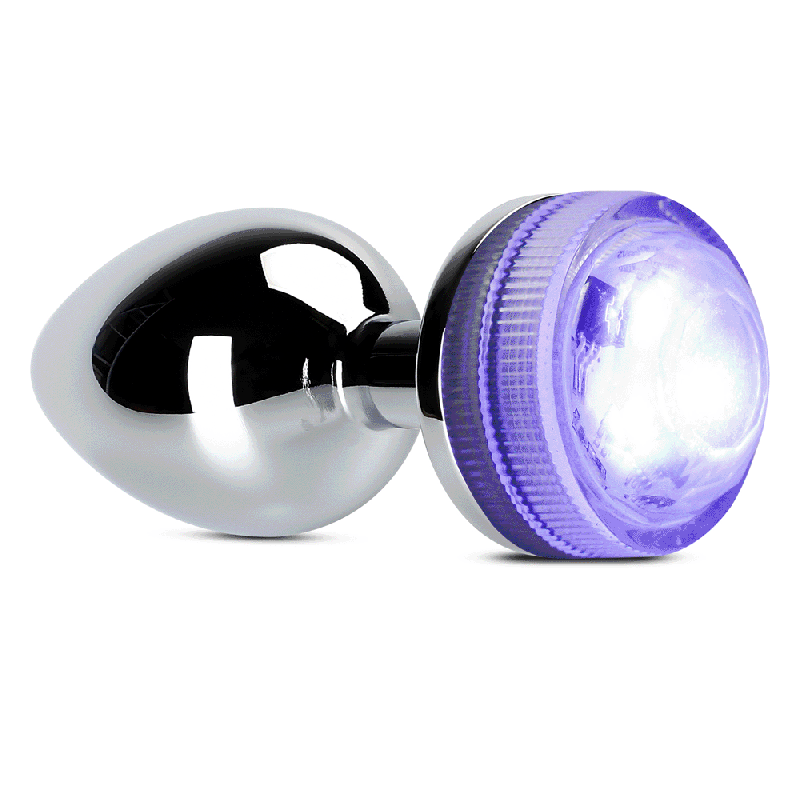 Plug anal métal argent lumineux avec télécommande design compact rechargeable
