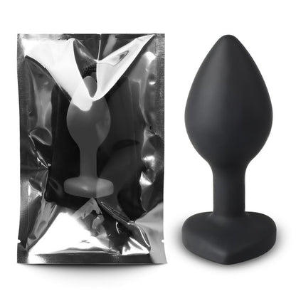 Plug anal petit format silicone médical avec bijou cœur violet base sécurisée