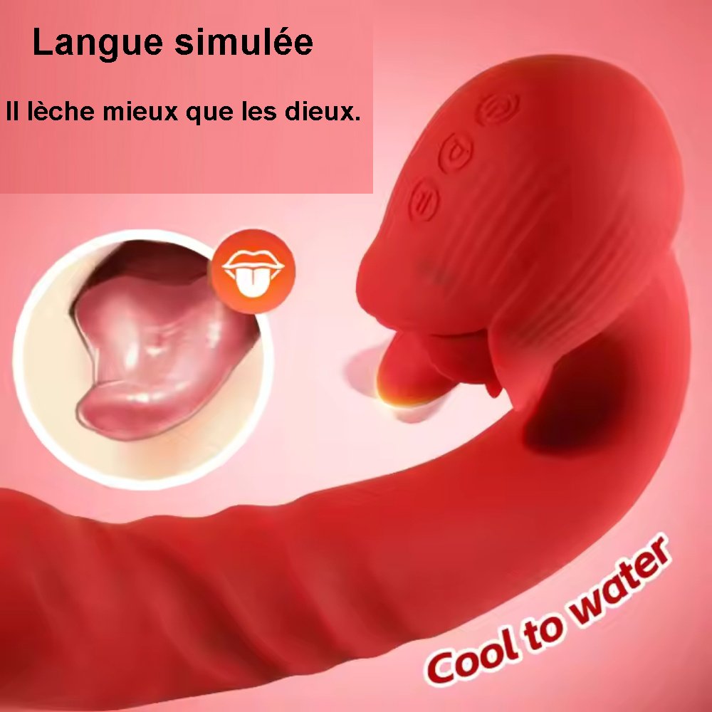 Appareil de stimulation externe avec 10 vitesses, moteur performant et silicone doux. Étanche et rechargeable par USB magnétique.