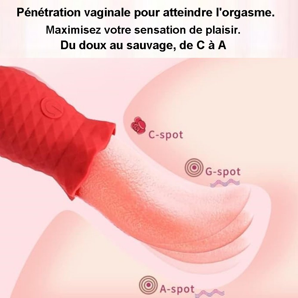 Stimulateur intime avec langue mobile vibrante pour sensations variées.