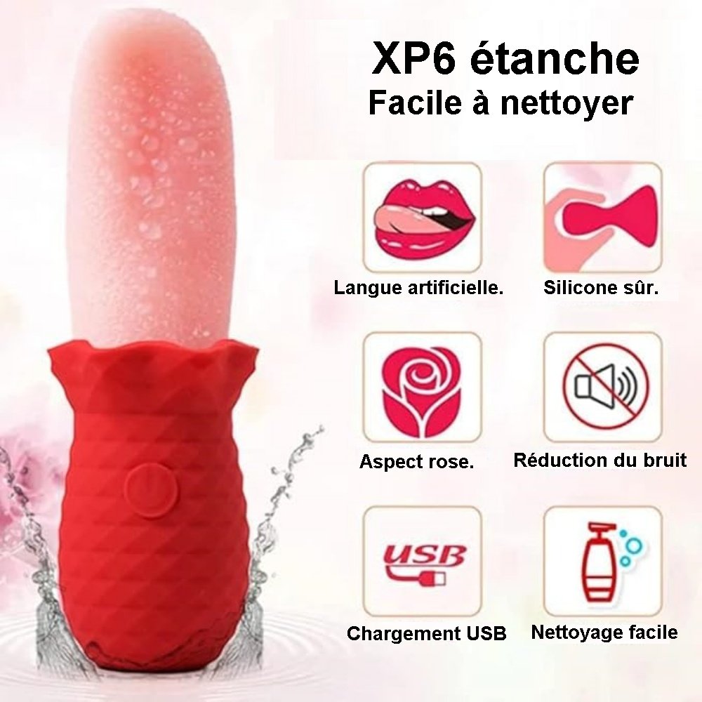 Sextoy conçu pour reproduire une sensation de léchage avec vibrations ajustables.