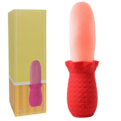 Stimulateur avec langue vibrante pour stimulation douce des zones sensibles.