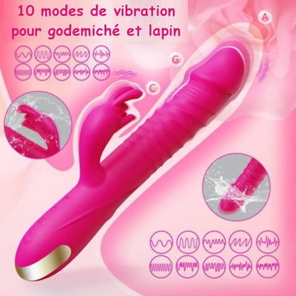 Stimulateur intime SZ070 offrant sensations réalistes grâce à sa fonction de poussée et son silicone doux.