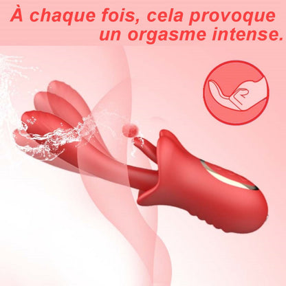 Vibromasseur en silicone avec langue stimulante et mouvement type doigt.