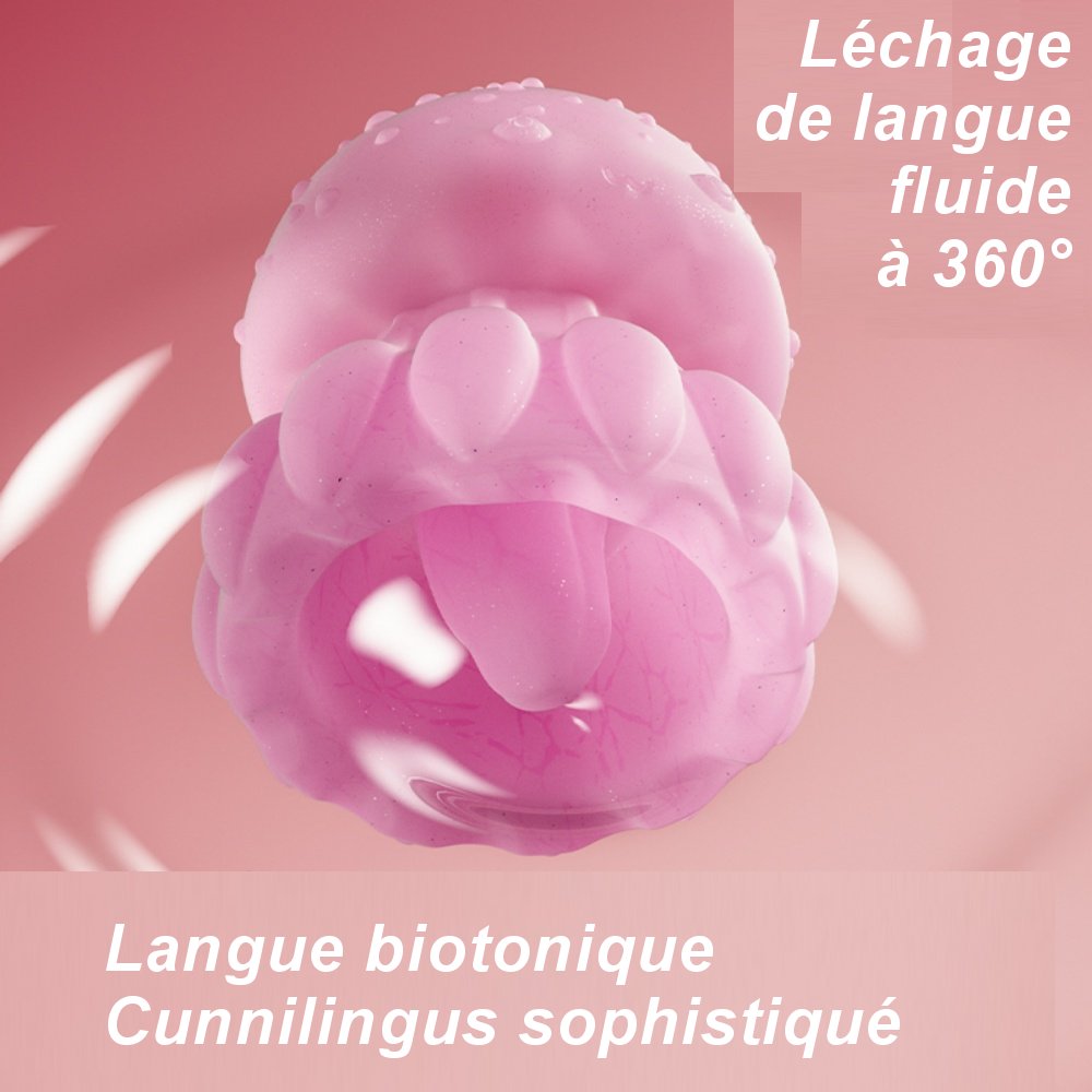 Vibromasseur multifonction rose avec mouvements de langue et éclairage LED