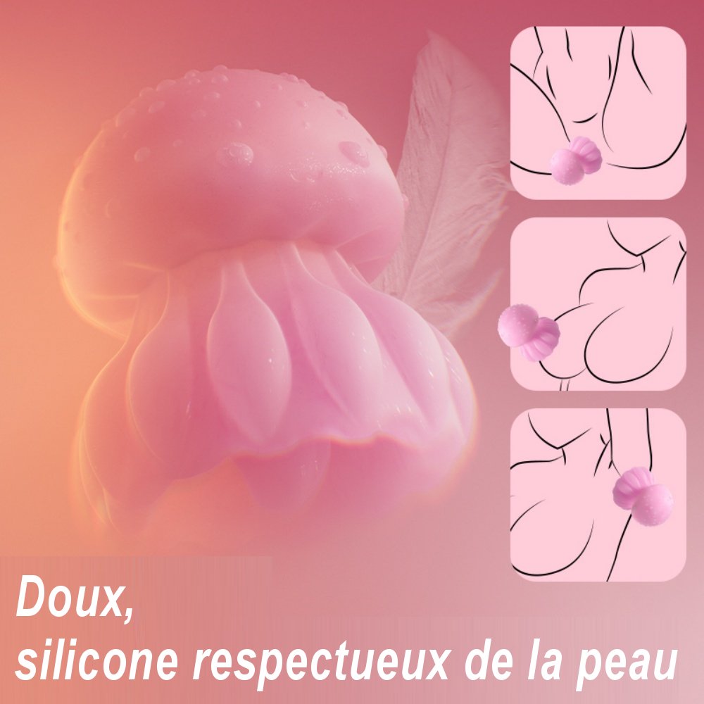 Vibromasseur ergonomique rose rechargeable avec recharge USB magnétique