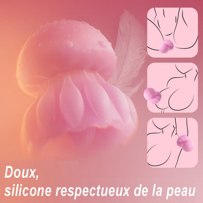 Vibromasseur ergonomique rose rechargeable avec recharge USB magnétique