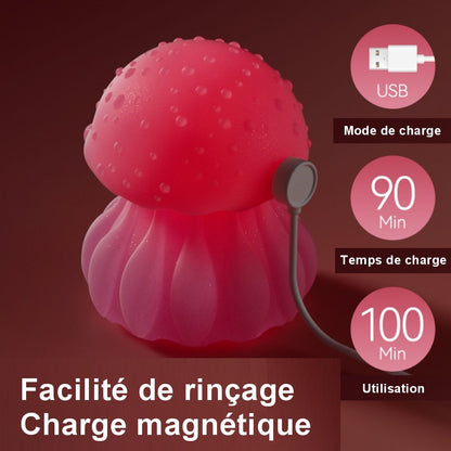 Vue latérale du vibromasseur compact en silicone médical