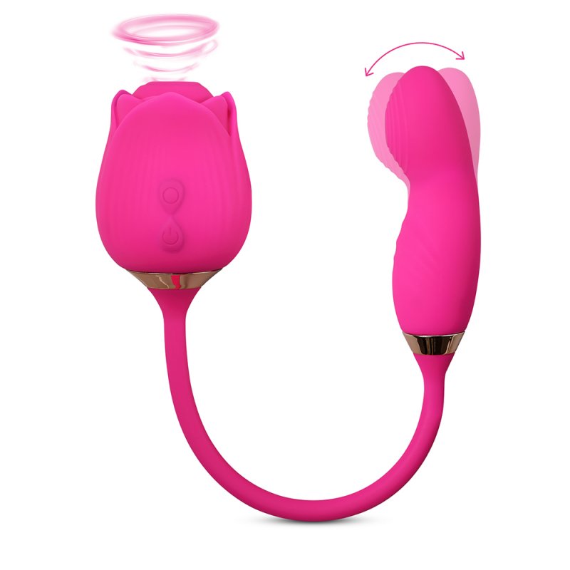 Stimulateur clitoridien en forme de rose rouge en silicone avec 10 vitesses et fonction vibration.