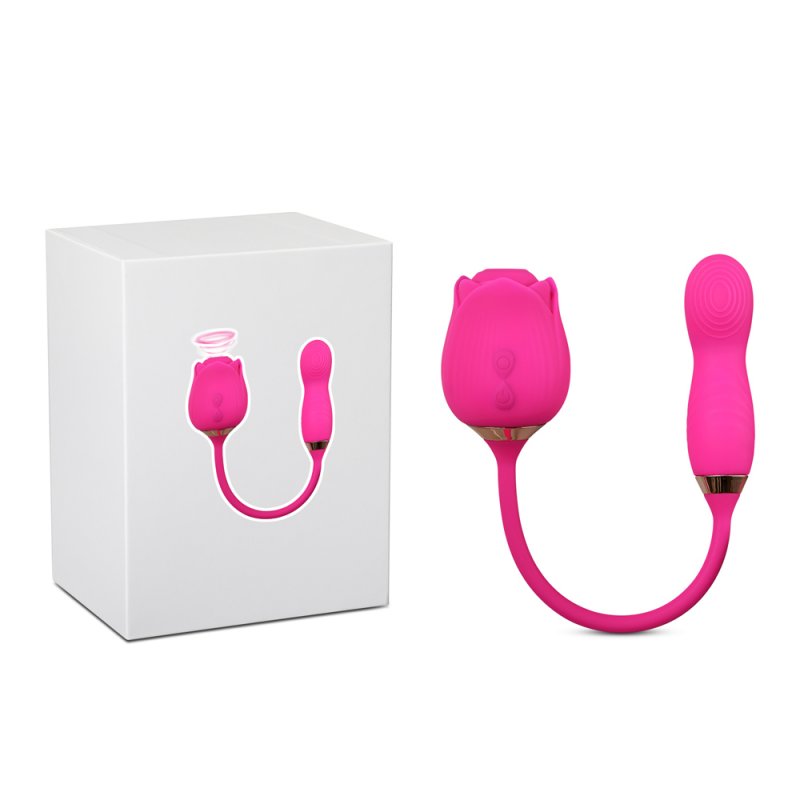 Sextoy en forme de fleur rouge avec fonction succion et vibration pour stimulation intime.