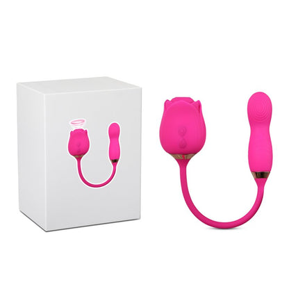 Sextoy en forme de fleur rouge avec fonction succion et vibration pour stimulation intime.