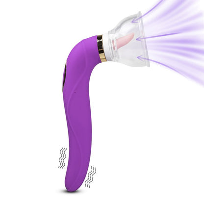Stimulateur clitoridien violet avec fonction succion, vibration et langue stimulante, 8 vitesses.