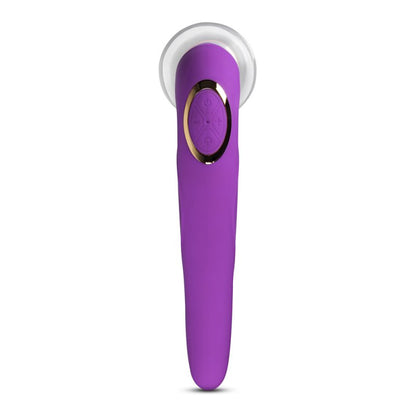 Stimulateur clitoridien violet multifonction avec aspiration, vibration et accessoires interchangeables.
