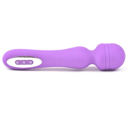 Masseur baguette magique violet rechargeable en silicone avec 12 vitesses de vibration pour massage corporel.