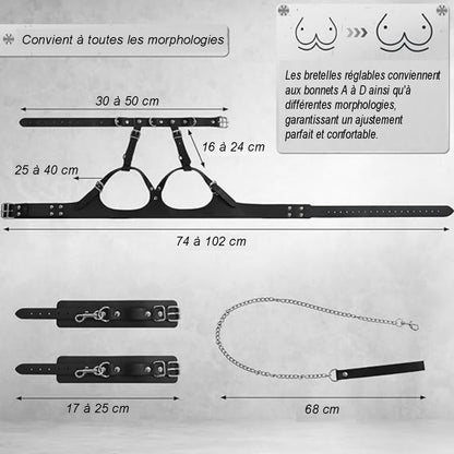 6.	Harnais noir avec finitions métalliques pour jeux de rôle