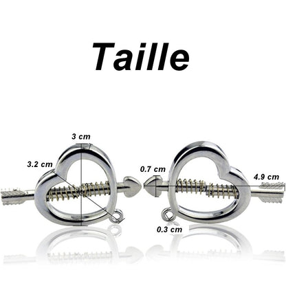 Taille des Pinces à tétons premium en métal argent et grelots rouges