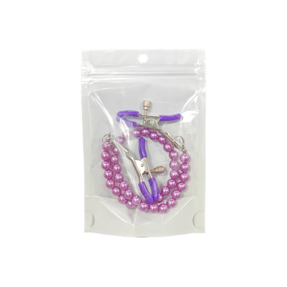 Pinces à tétons premium violettes réglables avec chaîne décorative