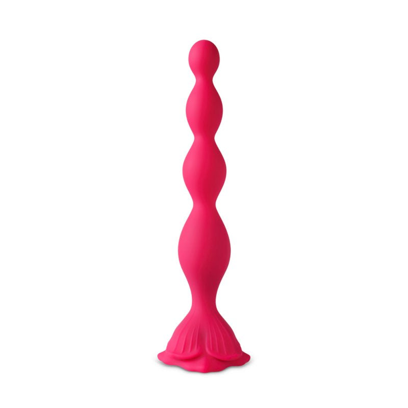 Perles anales vibrantes magenta silicone 9 vitesses base fleur rechargeable USB