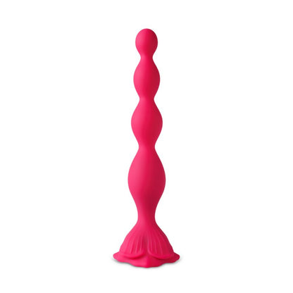 Perles anales vibrantes magenta silicone 9 vitesses base fleur rechargeable USB