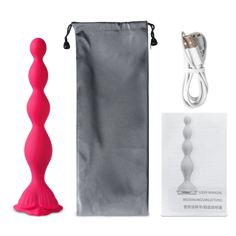 Perles anales vibrantes silicone doux 9 vitesses base sécurisée fleur
