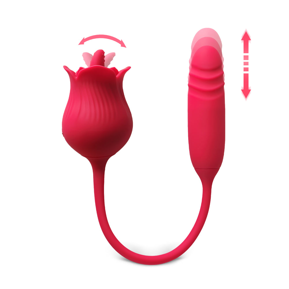 Sextoy USK-E09 en silicone hypoallergénique, combinant mouvements de langue et poussée pour plaisir intense.