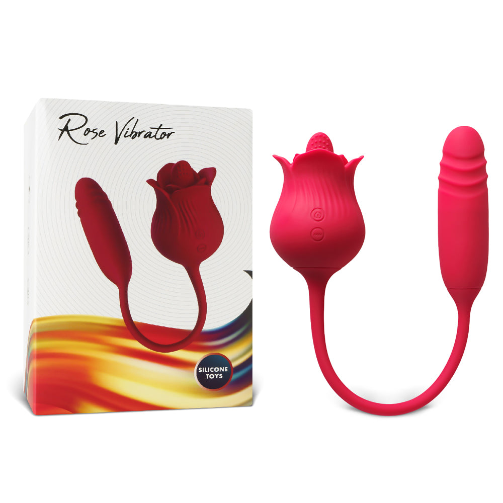 Vibromasseur en silicone USK-E09 avec mouvements de langue et poussée, conçu pour plaisir immersif.