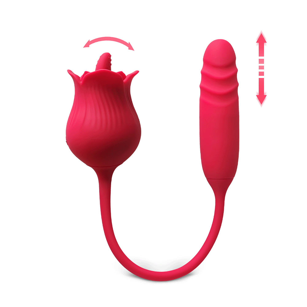 Sextoy USK-E09 en silicone doux avec langue vibrante et fonction de poussée pour sensations réalistes.