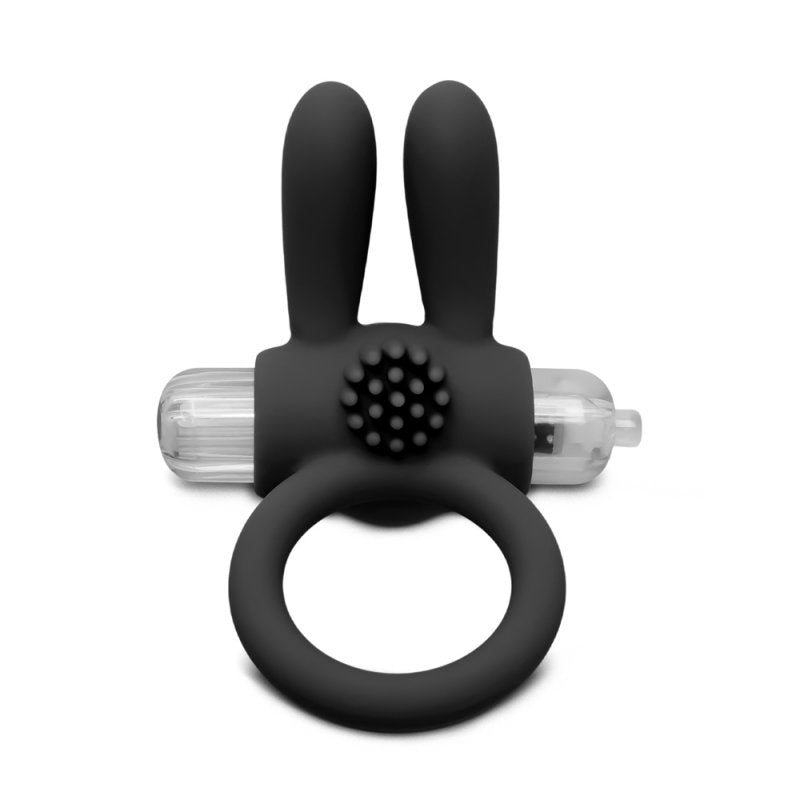 Anneau pénien vibrant silicone noir rabbit stimulateur clitoridien extensible