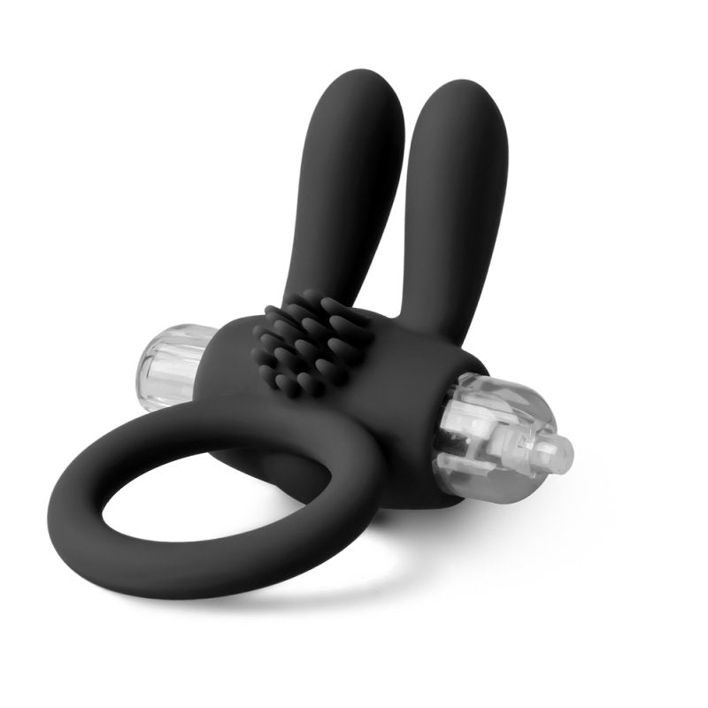 Sextoy anneau pénien vibrant noir avec stimulateur clitoris silicone extensible