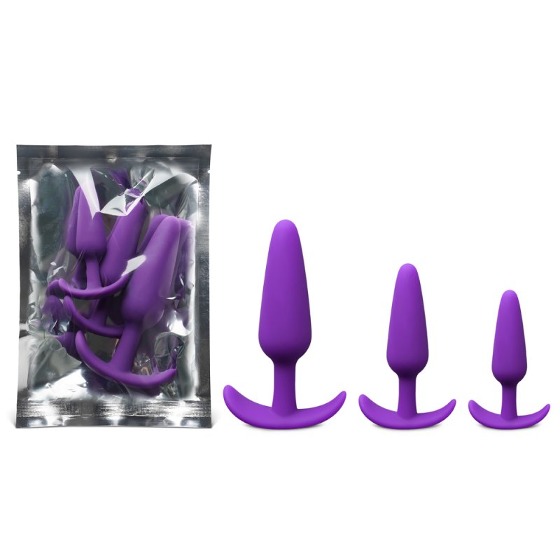 Lot 3 sextoys anaux silicone violet tailles différentes utilisation progressive