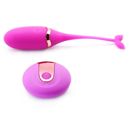 Vibromasseur œuf télécommandé violet en silicone rechargeable, stimulateur intime avec 10 vitesses de vibration.
