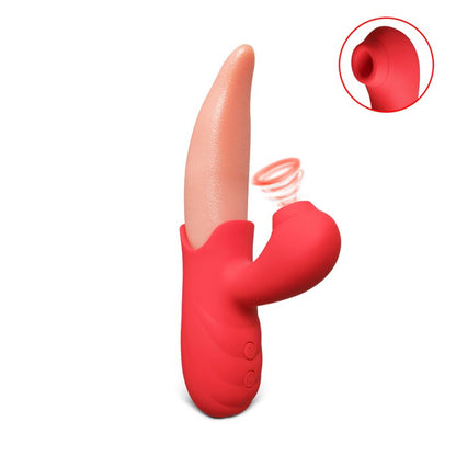 Stimulateur intime combinant langue vibrante pour le point G et aspiration douce du clitoris.