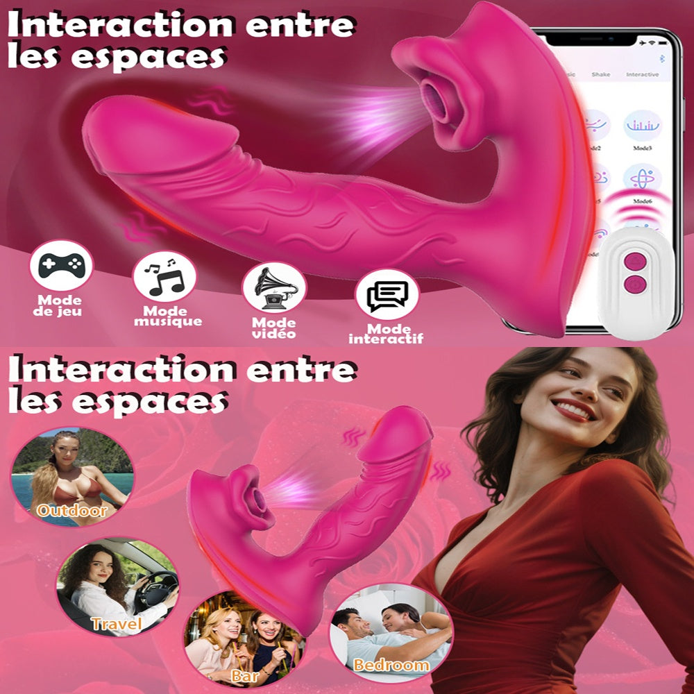 Vibromasseur rechargeable à vibrations et aspiration en silicone