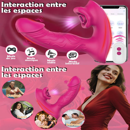 Vibromasseur rechargeable à vibrations et aspiration en silicone