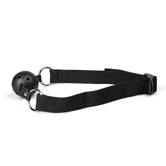 Accessoire BDSM noir avec bâillon boule et fermeture à boucle