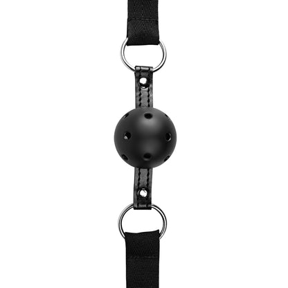Bâillon boule premium en silicone noir pour jeux de rôle