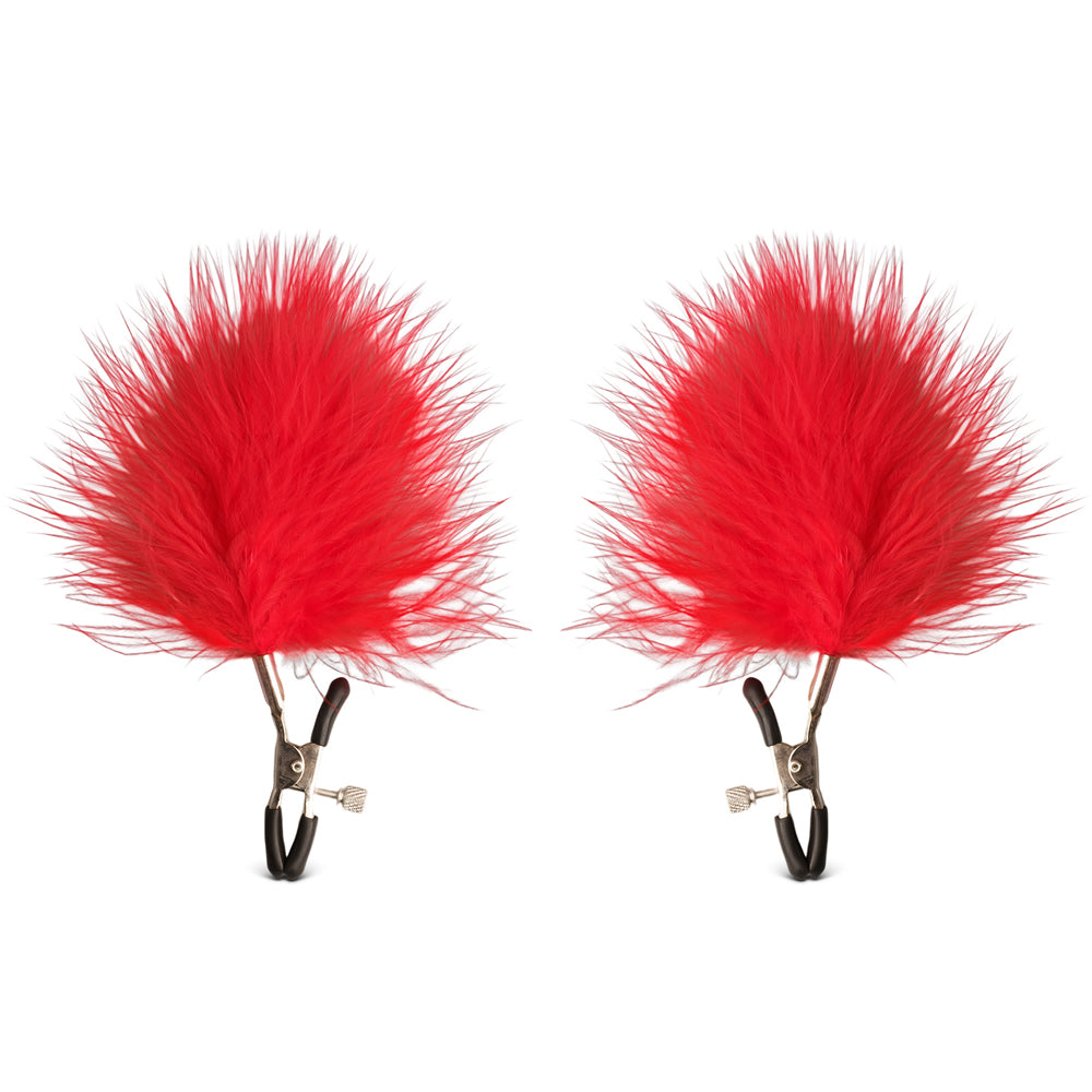 Pinces à tétons BDSM avec plumes rouges au design élégant