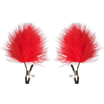 Pinces à tétons BDSM avec plumes rouges au design élégant